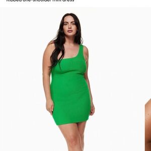 NWOT Aritzia size XL sculpt knit One-shoulder dress in green